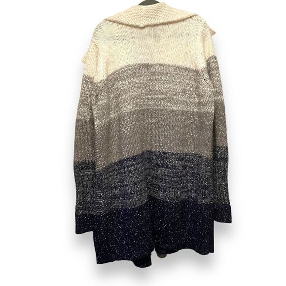 ModCloth Chunky Big Collar Blue Open Cardigan Sweater - Picture 3 of 4